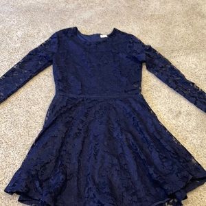 Garage Blue Lace Long Sleeve Dress